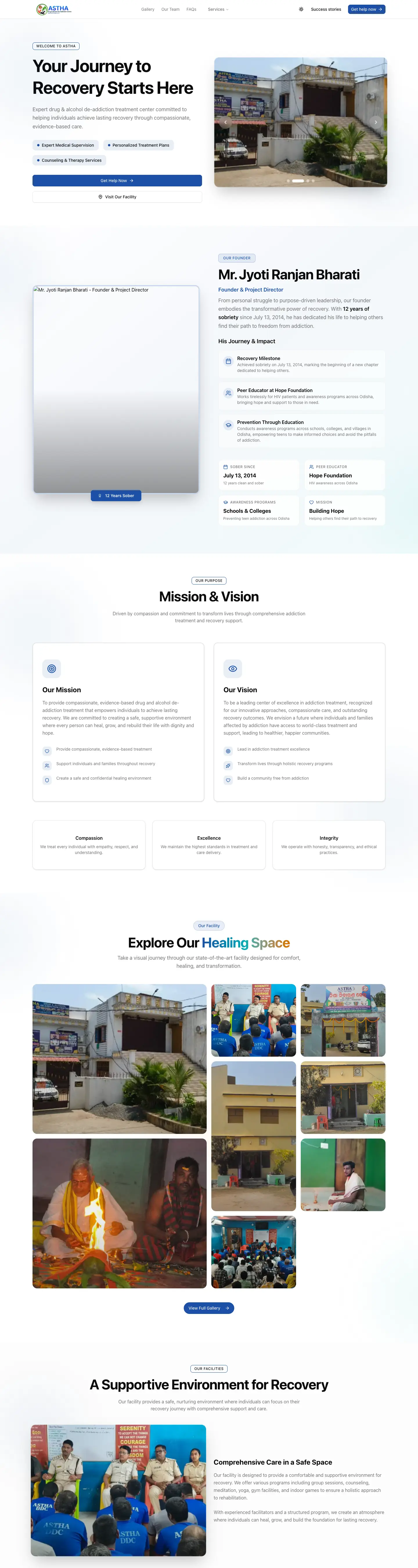 ASTHA De-Addiction Centre website homepage