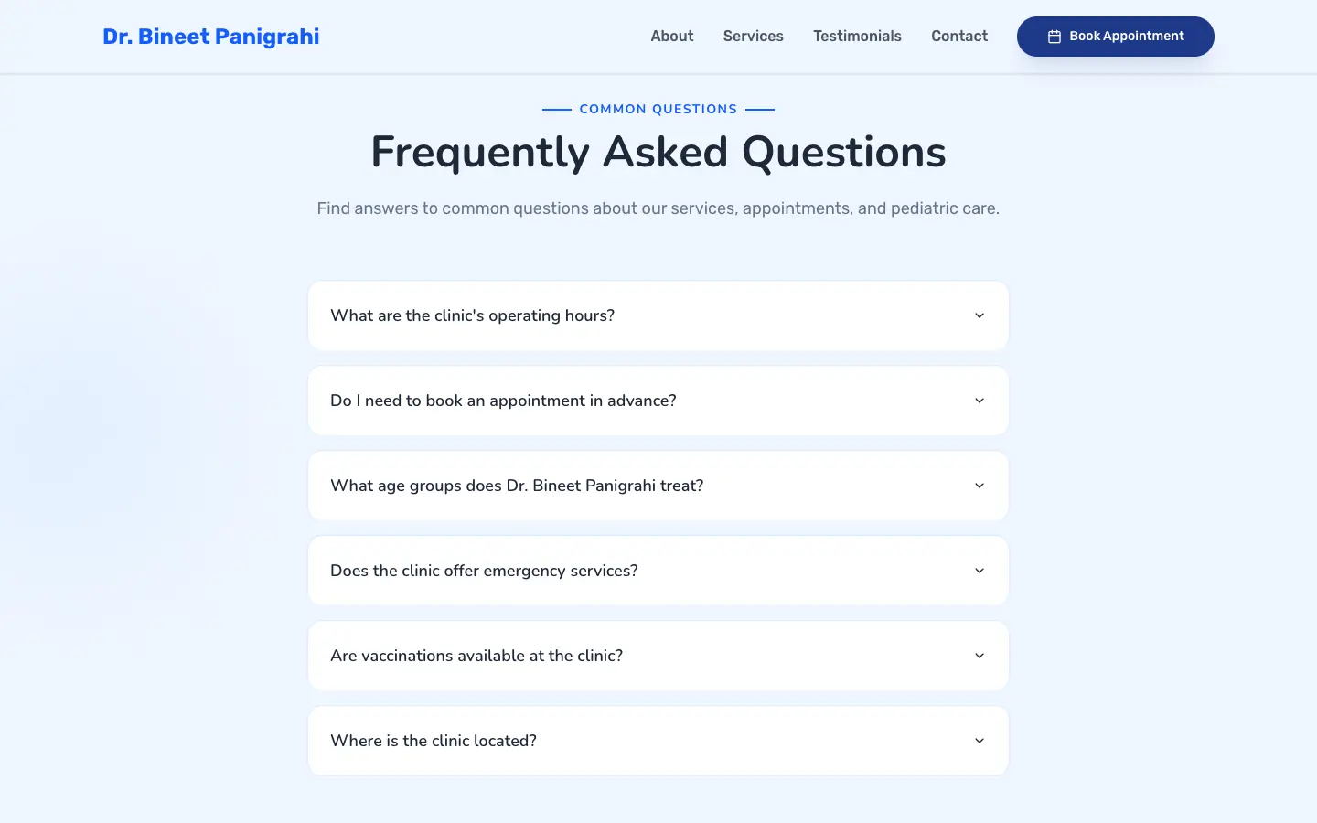 Frequently asked questions section