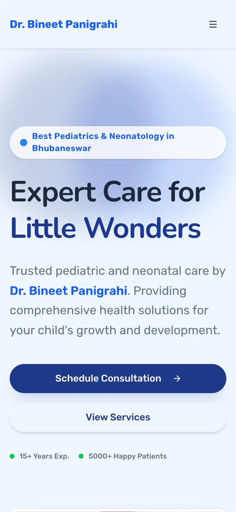 Dr. Bineet Panigrahi on a phone
