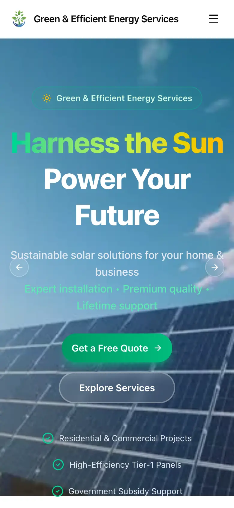 Green & Efficient Energy on a phone