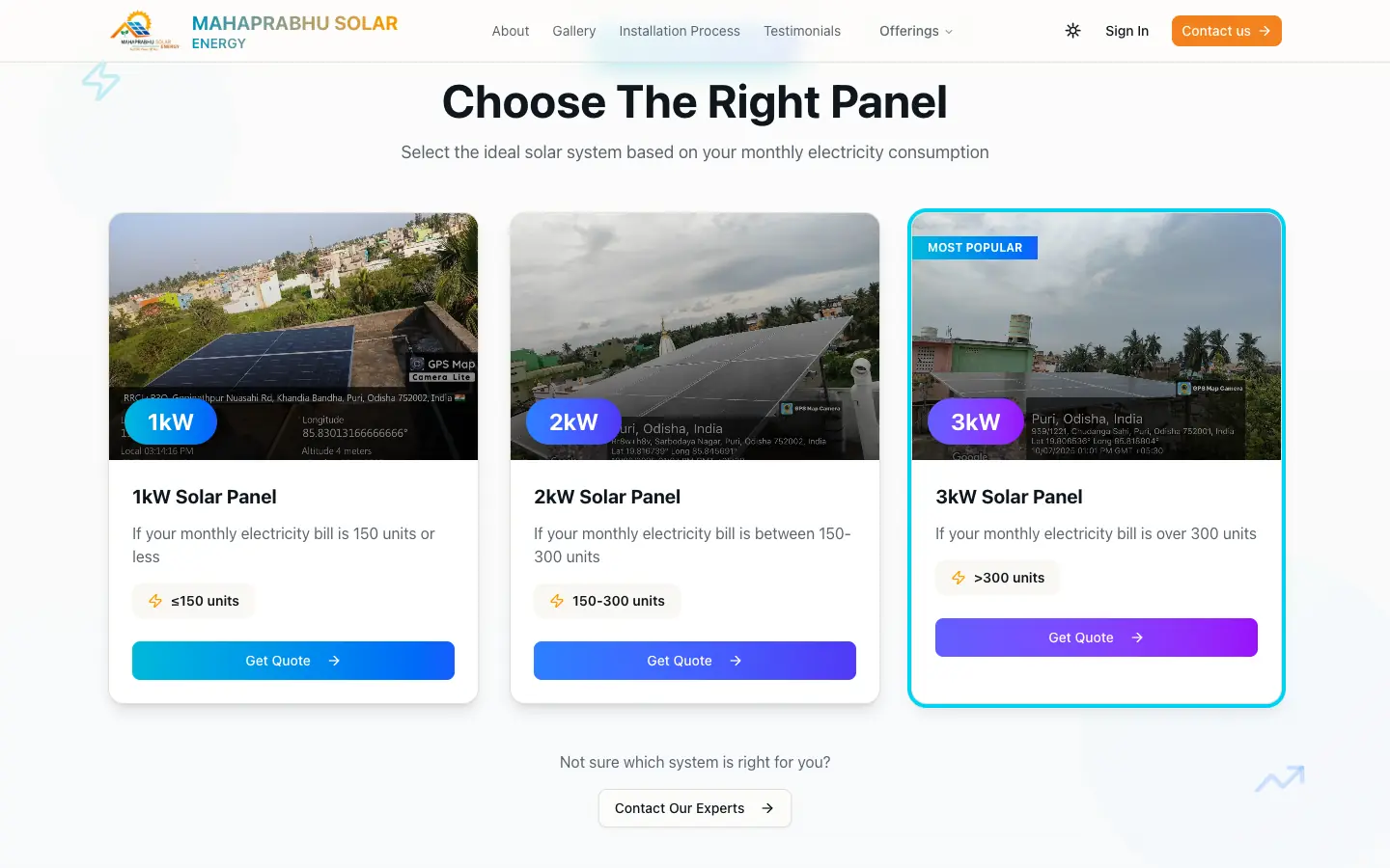 Choose the right panel section