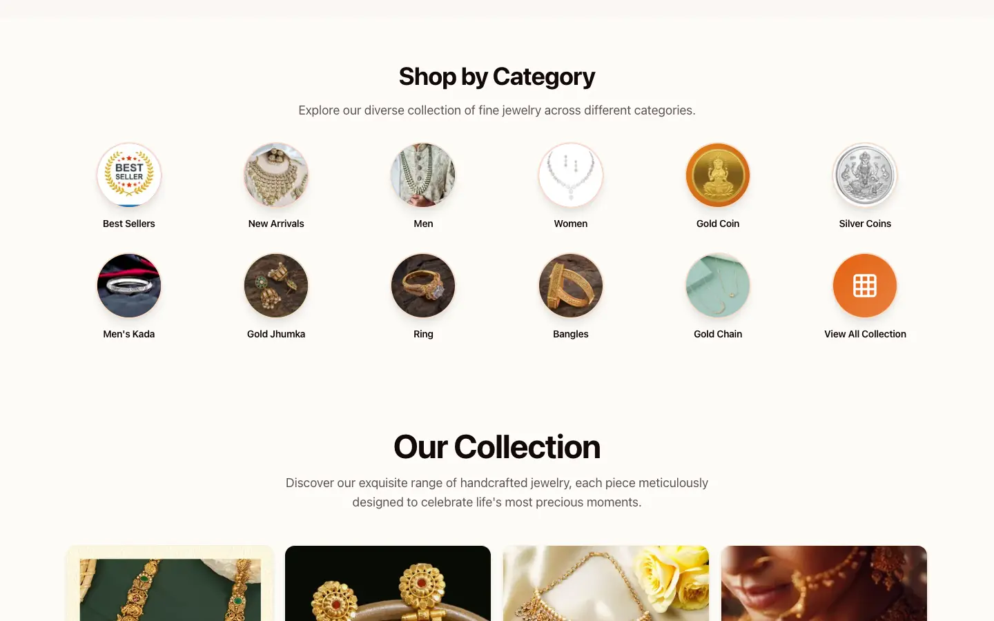 Shop by category section