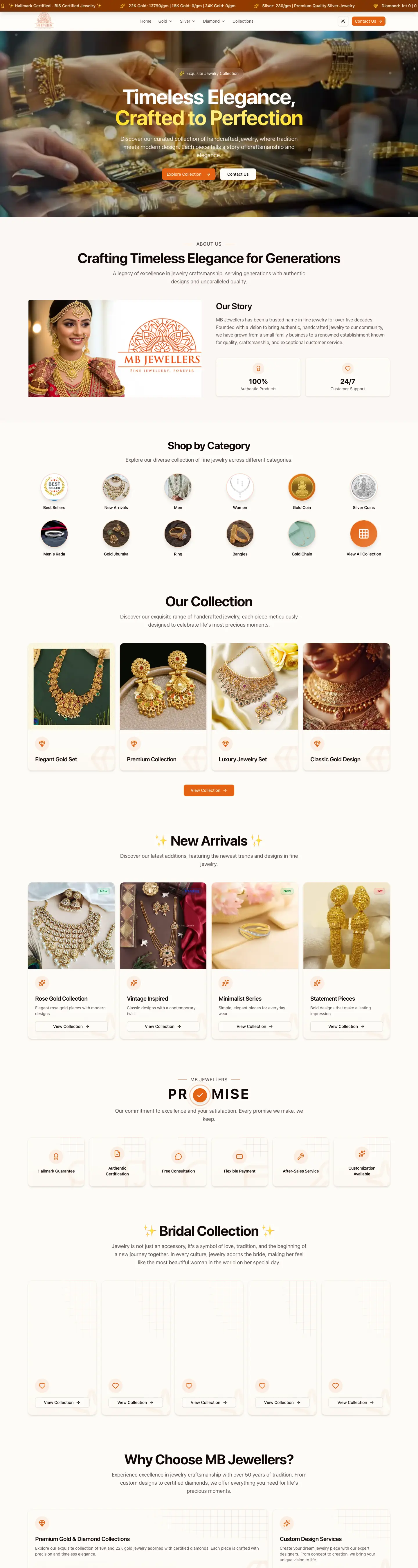MB Jewellers website homepage