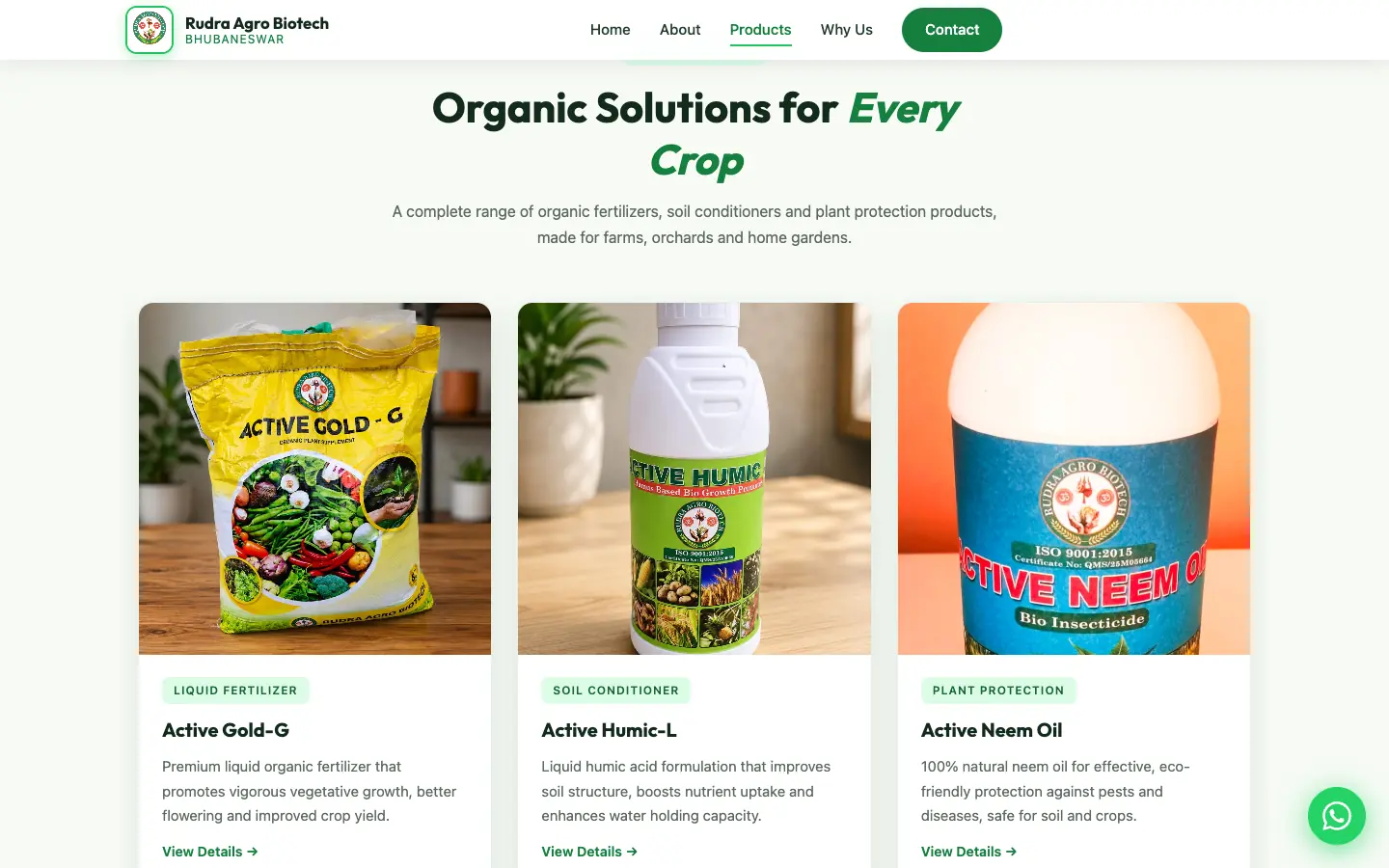 Organic solutions product section