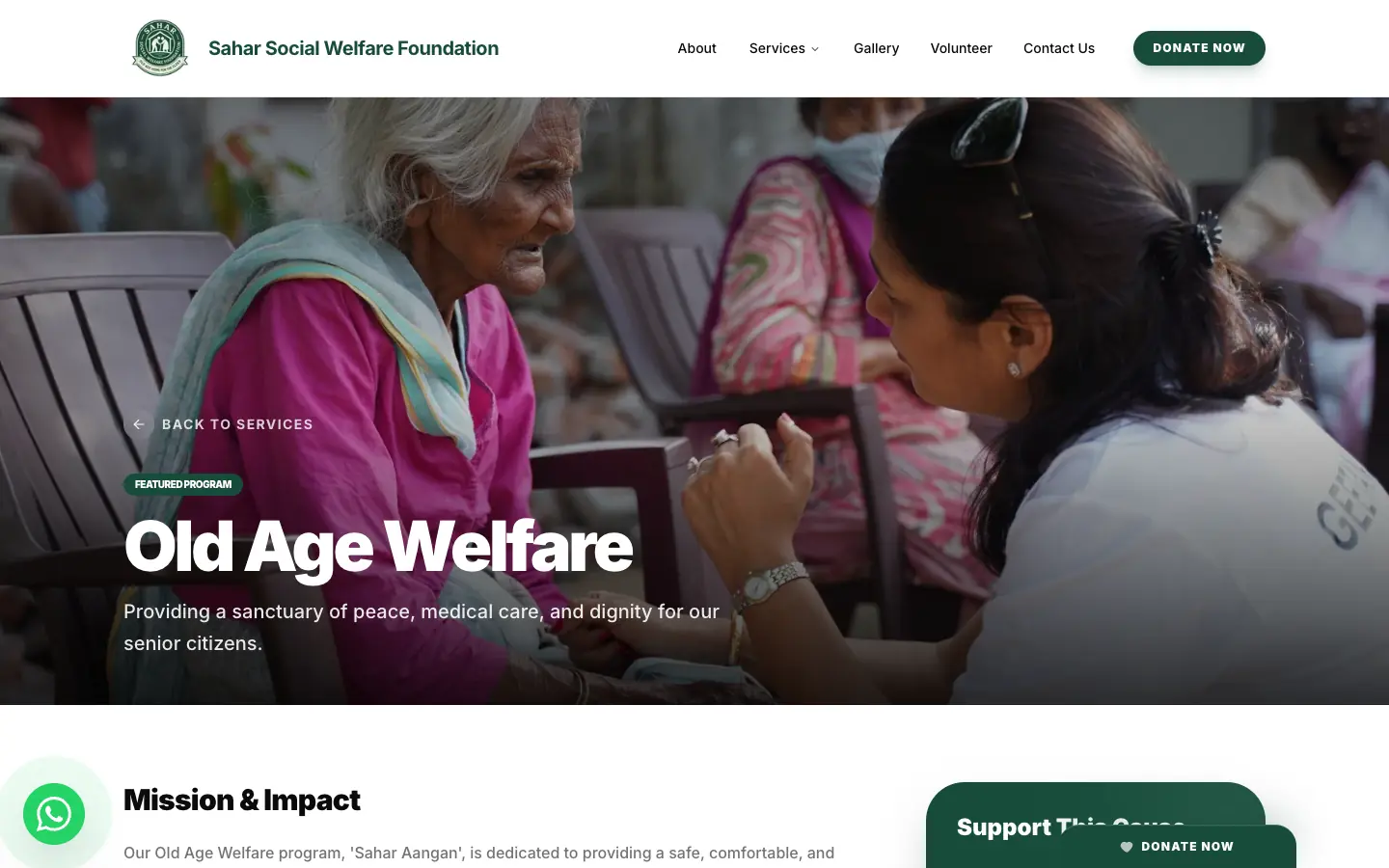 Old age welfare cause page