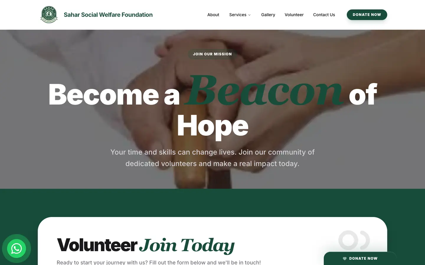 Volunteer sign-up page