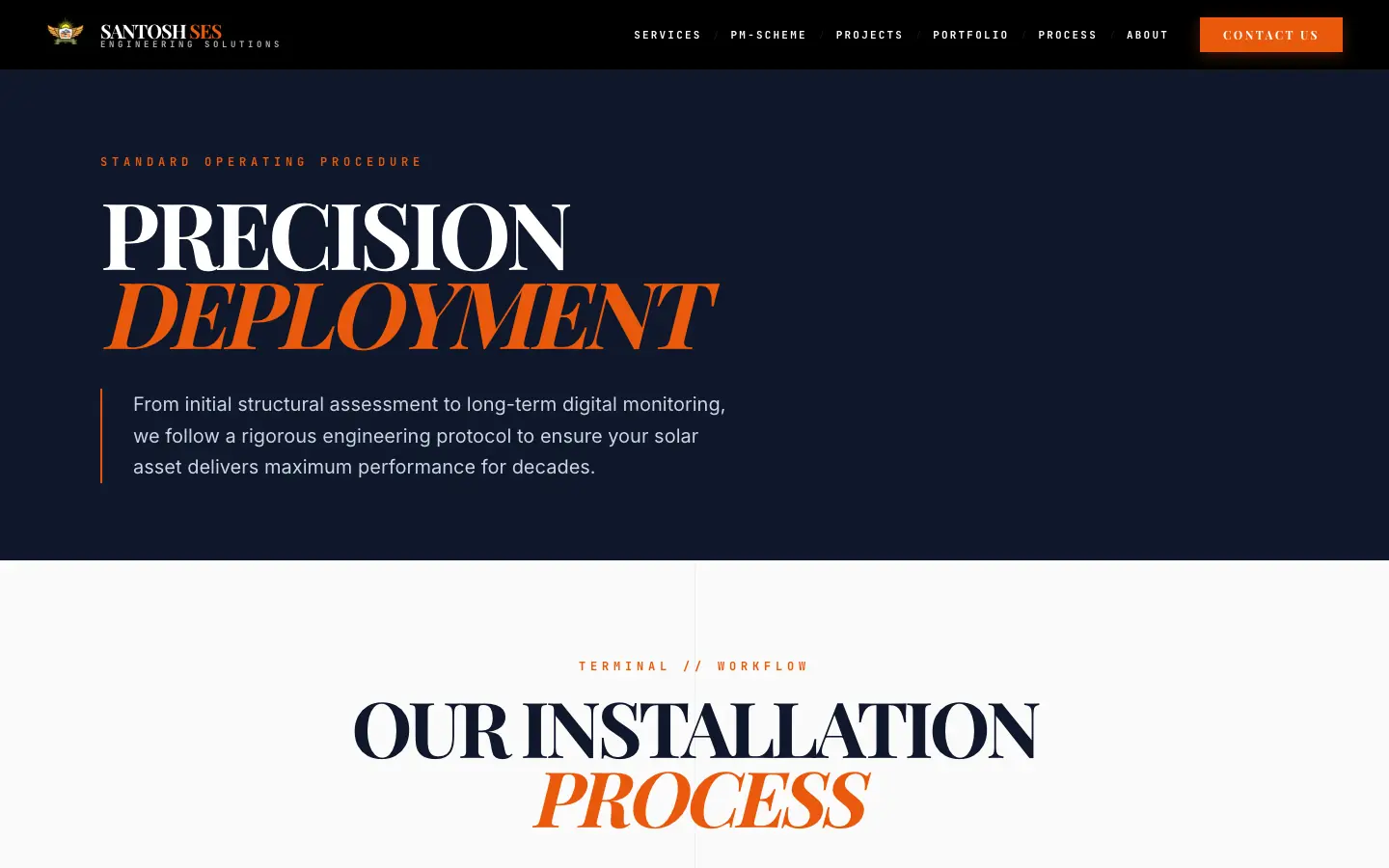 Installation process page