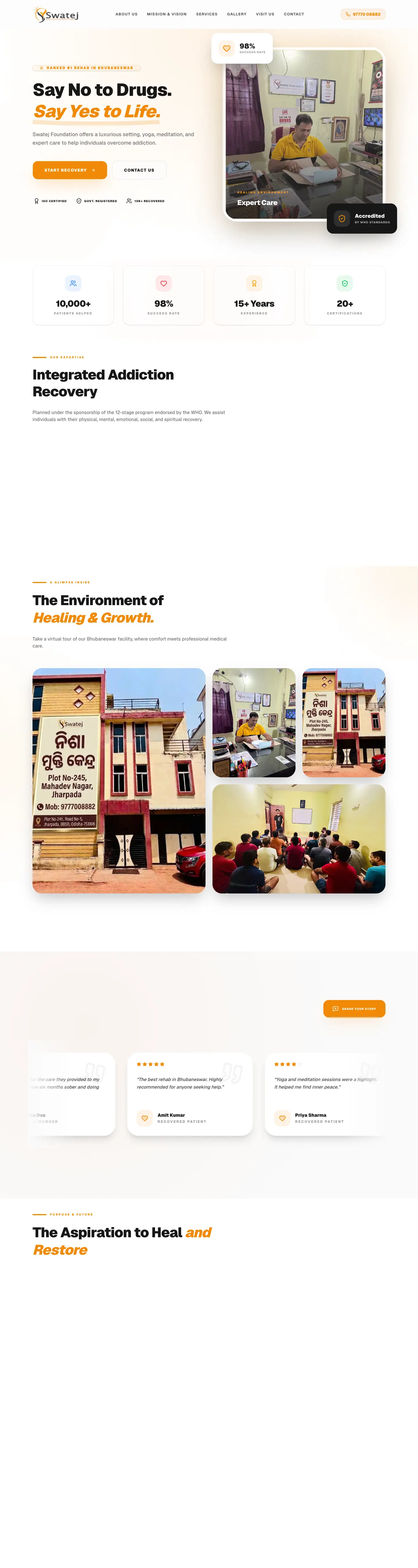 Swatej Foundation website homepage